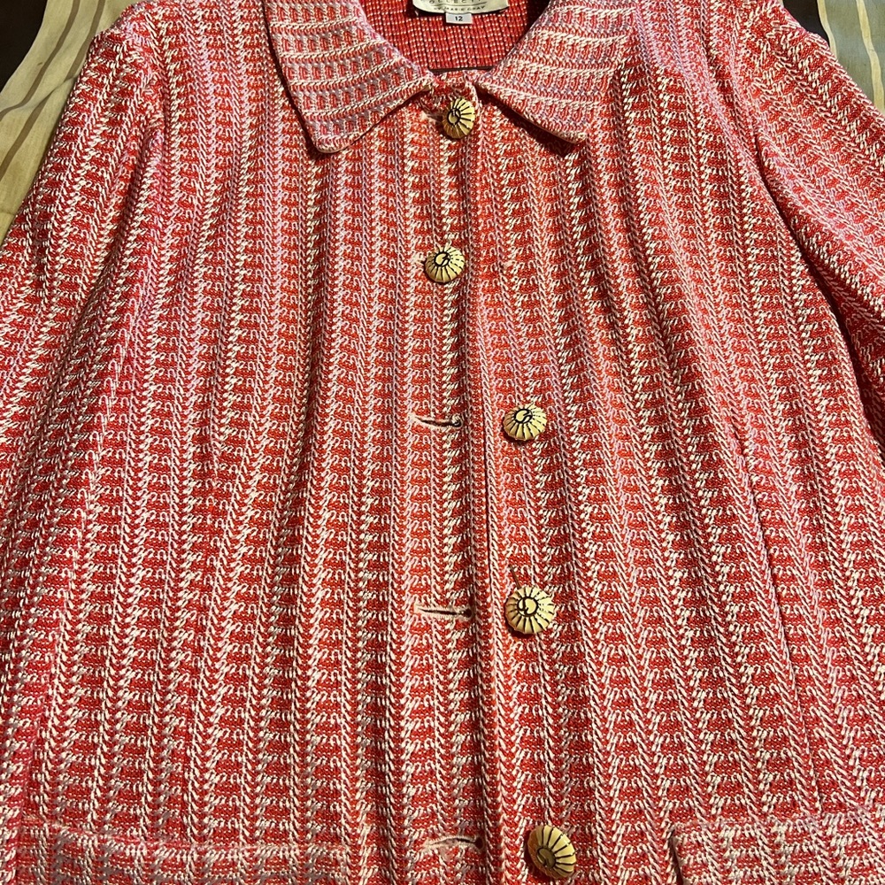 Coral and white St John Suit